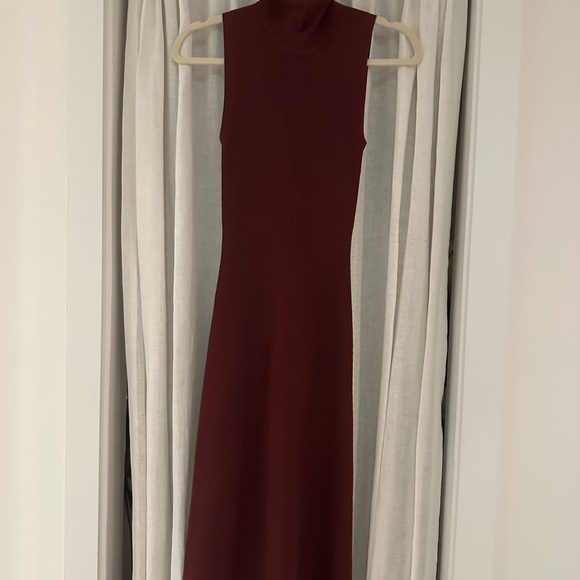 Aritzia Wilfred Mimi Knit Midi Dress - color for sale is maroon - Picture 3 of 6